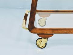 Oswald Haerdtl Mid Century Walnut Brass Bar Cart Serving Trolley 1950s Oswald Haerdtl attr  - 4632228