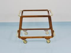 Oswald Haerdtl Mid Century Walnut Brass Bar Cart Serving Trolley 1950s Oswald Haerdtl attr  - 4632230