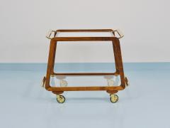 Oswald Haerdtl Mid Century Walnut Brass Bar Cart Serving Trolley 1950s Oswald Haerdtl attr  - 4632231