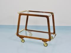 Oswald Haerdtl Mid Century Walnut Brass Bar Cart Serving Trolley 1950s Oswald Haerdtl attr  - 4632232