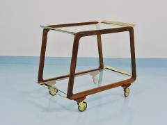 Oswald Haerdtl Mid Century Walnut Brass Bar Cart Serving Trolley 1950s Oswald Haerdtl attr  - 4632233
