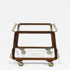 Oswald Haerdtl Mid Century Walnut Brass Bar Cart Serving Trolley 1950s Oswald Haerdtl attr  - 4632670