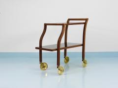 Oswald Haerdtl Oswald Haerdtl Curved Walnut Glass Bar Cart Serving Trolley 1950s - 4563875