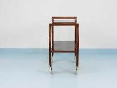 Oswald Haerdtl Oswald Haerdtl Curved Walnut Glass Bar Cart Serving Trolley 1950s - 4563878