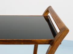 Oswald Haerdtl Oswald Haerdtl Curved Walnut Glass Bar Cart Serving Trolley 1950s - 4563880