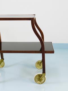 Oswald Haerdtl Oswald Haerdtl Curved Walnut Glass Bar Cart Serving Trolley 1950s - 4563882