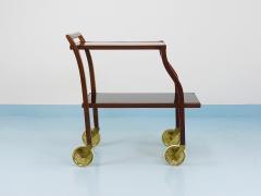 Oswald Haerdtl Oswald Haerdtl Curved Walnut Glass Bar Cart Serving Trolley 1950s - 4563885