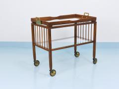 Oswald Haerdtl Oswald Haerdtl Vienna Modernism Walnut Brass Bar Cart Serving Trolley 1950s - 4549017