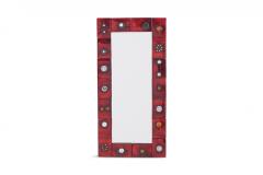Oswald Tieberghien Ceramic Tile Mirror by Oswald Tieberghien in Red Glaze 1960s - 844289