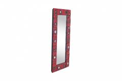 Oswald Tieberghien Ceramic Tile Mirror by Oswald Tieberghien in Red Glaze 1960s - 844295