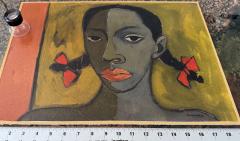 Oswaldo Guayasamin Cabeza de Nina Negra Signed Exhibited at the Museo Guayasam n - 4716182