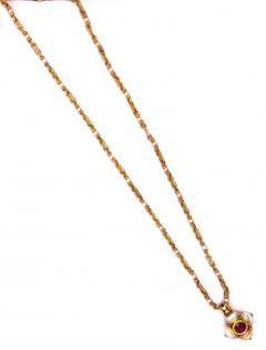 Otto Jakob Lalibela Emerald Keshi Pearl Ruby Gold Cross Pendant Necklace - 2733555