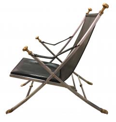 Otto Parzinger A Chic Brushed Steel Bronze and Leather Campaign Chair by Otto Parzinger - 315501