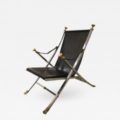 Otto Parzinger A Chic Brushed Steel Bronze and Leather Campaign Chair by Otto Parzinger - 315636