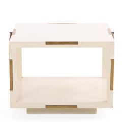 Otto Parzinger Rare Pair of Two Tier White Lacquered Wood and Brass End Tables C 1960 - 4722434
