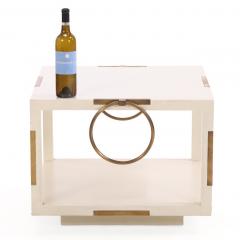 Otto Parzinger Rare Pair of Two Tier White Lacquered Wood and Brass End Tables C 1960 - 4722438