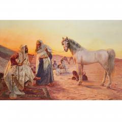 Otto Pilny Orientalist oil painting depicting the trade of a horse by Pilny - 3506541