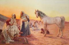 Otto Pilny Orientalist oil painting depicting the trade of a horse by Pilny - 3507183