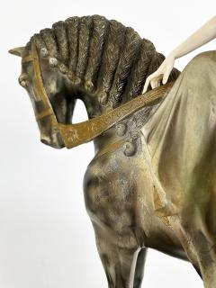 Otto Poertzel Otto Poertzel 1920s Bronze Bone Horse Sculpture The Minstrel The Maiden  - 4687237