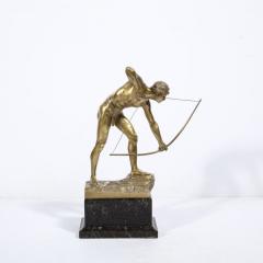 Otto Schmidt Hofer Art Deco Gilt Bronze Archer Sculpture on Black Marble Base by Otto Schmidt Hofer - 3375963