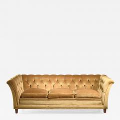 Otto Schultz Otto Schulz tufted golden yellow plush three seater sofa Sweden - 1175126