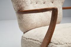 Otto Schulz Floating Easy Chair by Otto Schulz in Sheepskin Sweden 1940s - 2009600