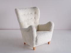 Otto Schulz Otto Schulz Armchair in White Sheepskin and Beech Boet Sweden 1940s - 2326158