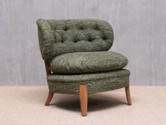 Otto Schulz Otto Schulz Lounge Chair in Green Pierre Frey Tweed and Beech Sweden 1940s - 4563472