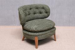 Otto Schulz Otto Schulz Lounge Chair in Green Pierre Frey Tweed and Beech Sweden 1940s - 4563476