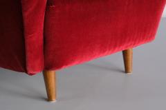 Otto Schulz Otto Schulz Wingback Chair in Red Velvet and Beech Boet Sweden 1946 - 3346845