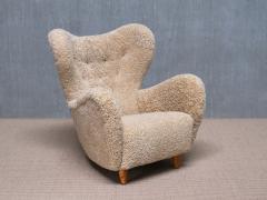 Otto Schulz Otto Schulz Wingback Chair in Sheepskin and Birch BOET Sweden 1946 - 4060869