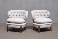 Otto Schulz Pair of Otto Schulz Lounge Chairs in Pierre Frey Tweed and Beech Sweden 1940s - 4750971