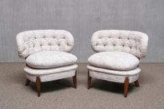 Otto Schulz Pair of Otto Schulz Lounge Chairs in Pierre Frey Tweed and Beech Sweden 1940s - 4750972
