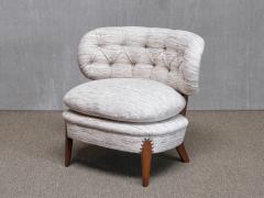 Otto Schulz Pair of Otto Schulz Lounge Chairs in Pierre Frey Tweed and Beech Sweden 1940s - 4750980