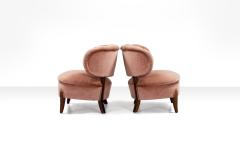 Otto Schulz Pair of Scandinavian Modern Pink Velvet Easy Chairs by Otto Schulz 1950s - 755670