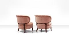 Otto Schulz Pair of Scandinavian Modern Pink Velvet Easy Chairs by Otto Schulz 1950s - 755672