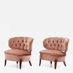 Otto Schulz Pair of Scandinavian Modern Pink Velvet Easy Chairs by Otto Schulz 1950s - 756730