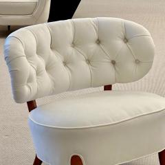 Otto Schulz Pair of Swedish Mid Century Modern Otto Schulz Lounge Slipper Chairs Velvet - 3345284