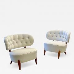 Otto Schulz Pair of Swedish Mid Century Modern Otto Schulz Lounge Slipper Chairs Velvet - 3347836