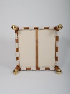 Ottoman in wool boucle wood and brass - 4444541