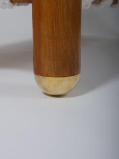 Ottoman in wool boucle wood and brass - 4444556