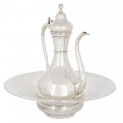 Ottoman style silver ewer and basin - 3732176