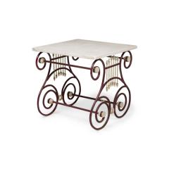 Outdoor Continental Lyre Marble Top Center Table - 4700201