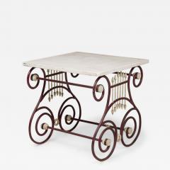 Outdoor Continental Lyre Marble Top Center Table - 4700202