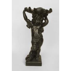 Outdoor Continental style large painted iron fountain with cupid at base holding - 4635389