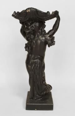 Outdoor Continental style large painted iron fountain with cupid at base holding - 4635392