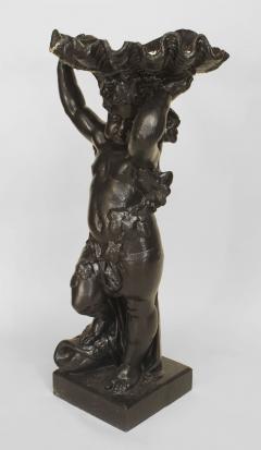 Outdoor Continental style large painted iron fountain with cupid at base holding - 4635393