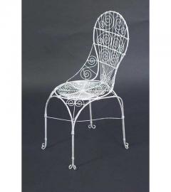 Outdoor English Victorian White Wire Side Chairs - 4661038