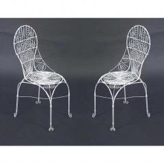 Outdoor English Victorian White Wire Side Chairs - 4718030