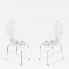 Outdoor English Victorian White Wire Side Chairs - 4718037